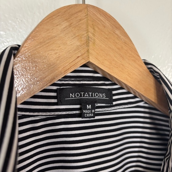 Notations Women’s Black/White Striped Button Down Shirt Size M - Picture 4 of 6